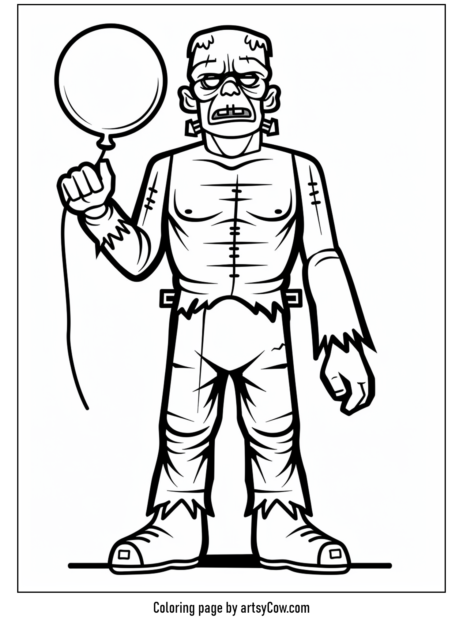 free halloween coloring pages for kids and adults, Frankenstein's Festive Balloon Adventure